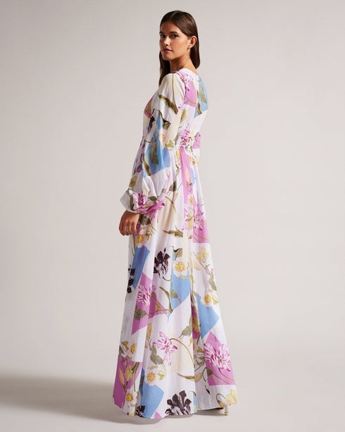 ROZLYN-Swimwear-Get ready to turn heads at the beach with the gorgeous ROZLYN cover-up. Our spliced floral print catches the eye, while the deep V-neck and floaty silhouette bring plenty of elegance. With long sleeves and a gathered waist with tassels, this cover-up is both stylish and comfortable. Bring on holiday season.By choosing Ted Baker cotton products, you're supporting our investment in the Better Cotton Initiative's mission. This product is sourced via a system of mass balance and therefore may no